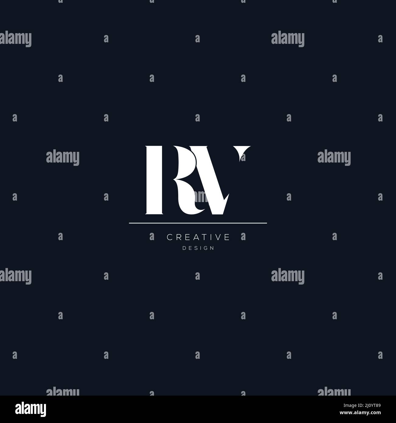 RV letter minimalist logo design template Stock Vector
