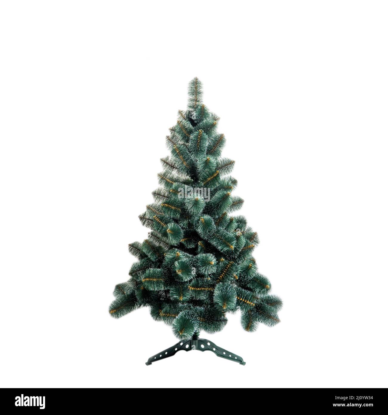 Unadorned Christmas tree, pine isolated on white Stock Photo