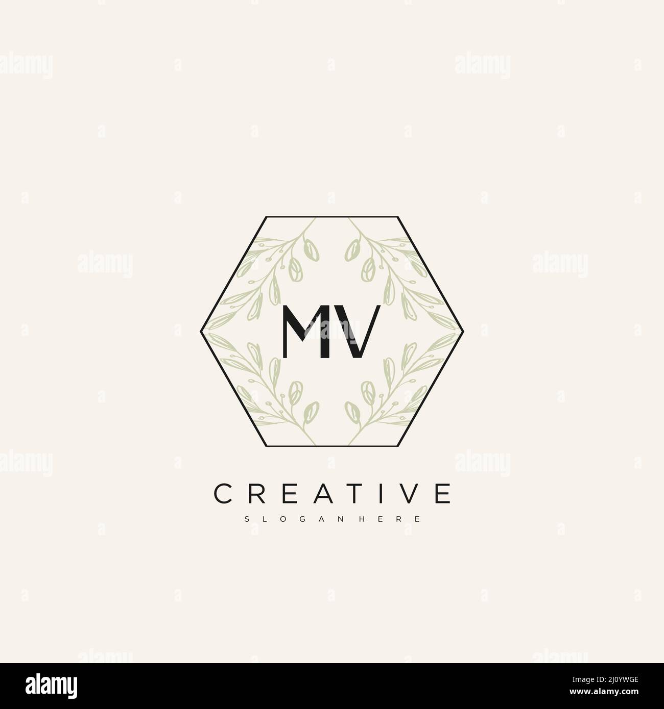 MV Initial Letter Flower Logo Template Vector premium vector Stock Vector