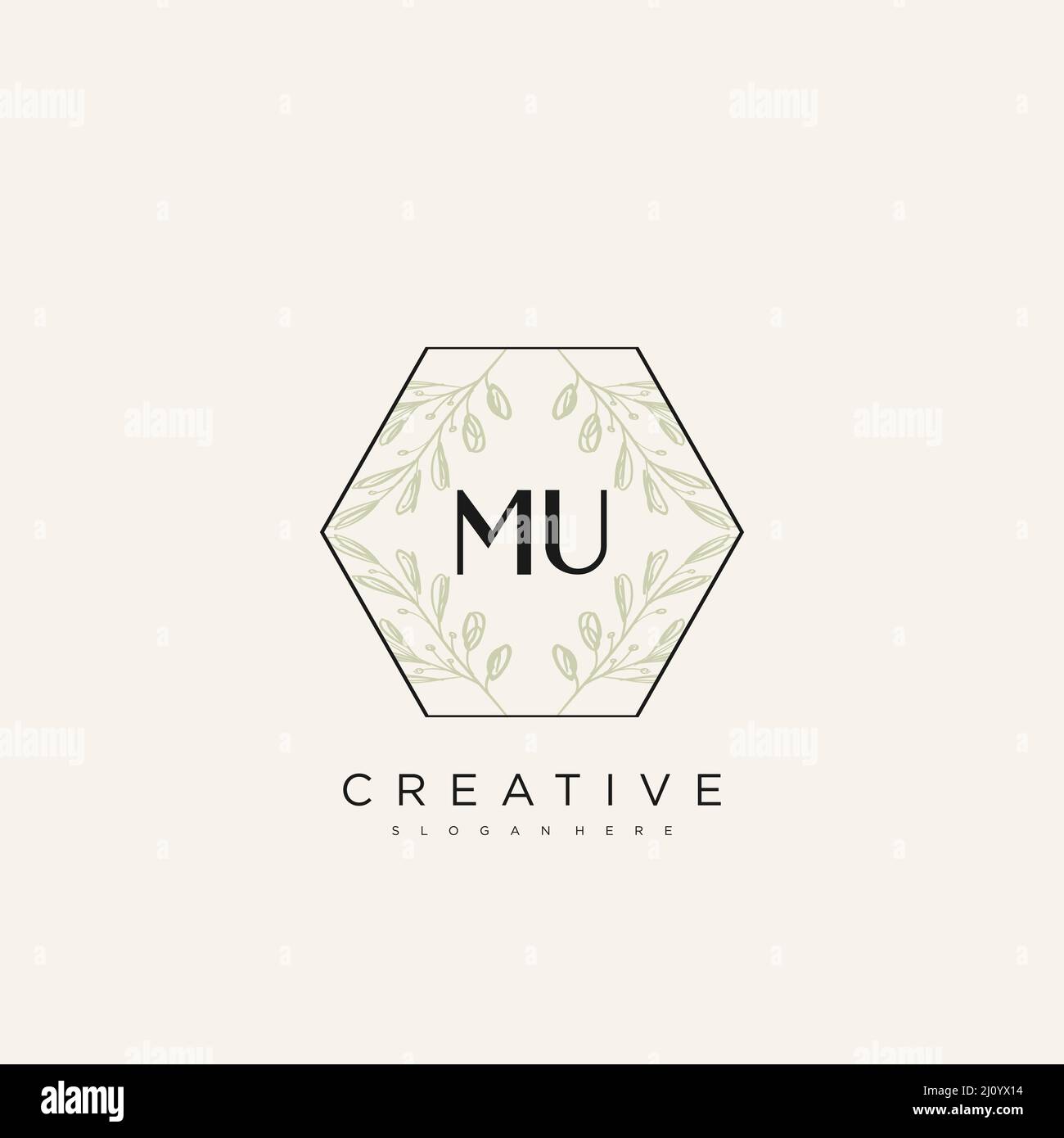 MU Initial Letter Flower Logo Template Vector premium vector Stock Vector