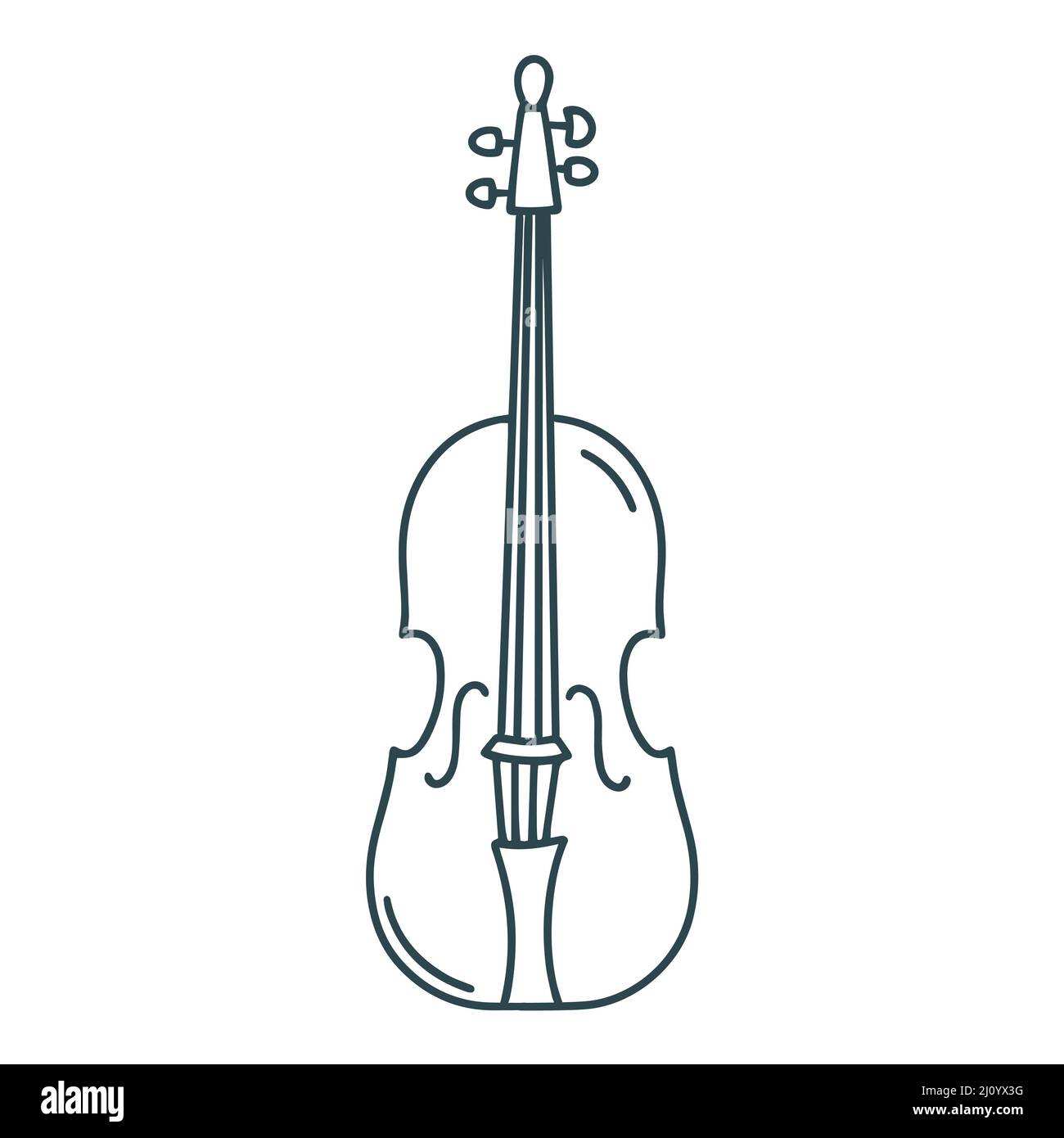Violin doodle yatil isolated vector illustration. Stringed musical