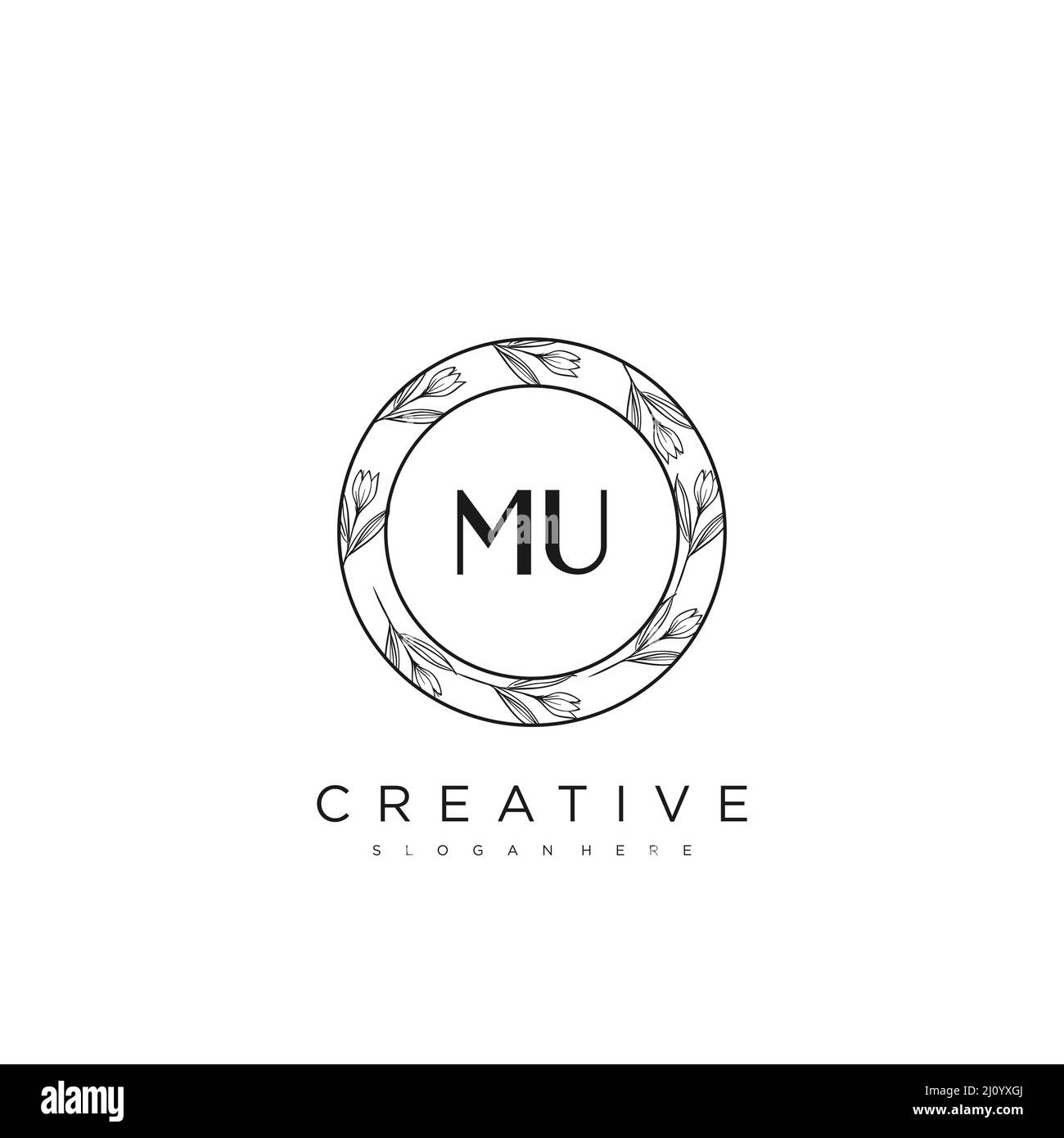 MU Initial Letter Flower Logo Template Vector premium vector Stock Vector