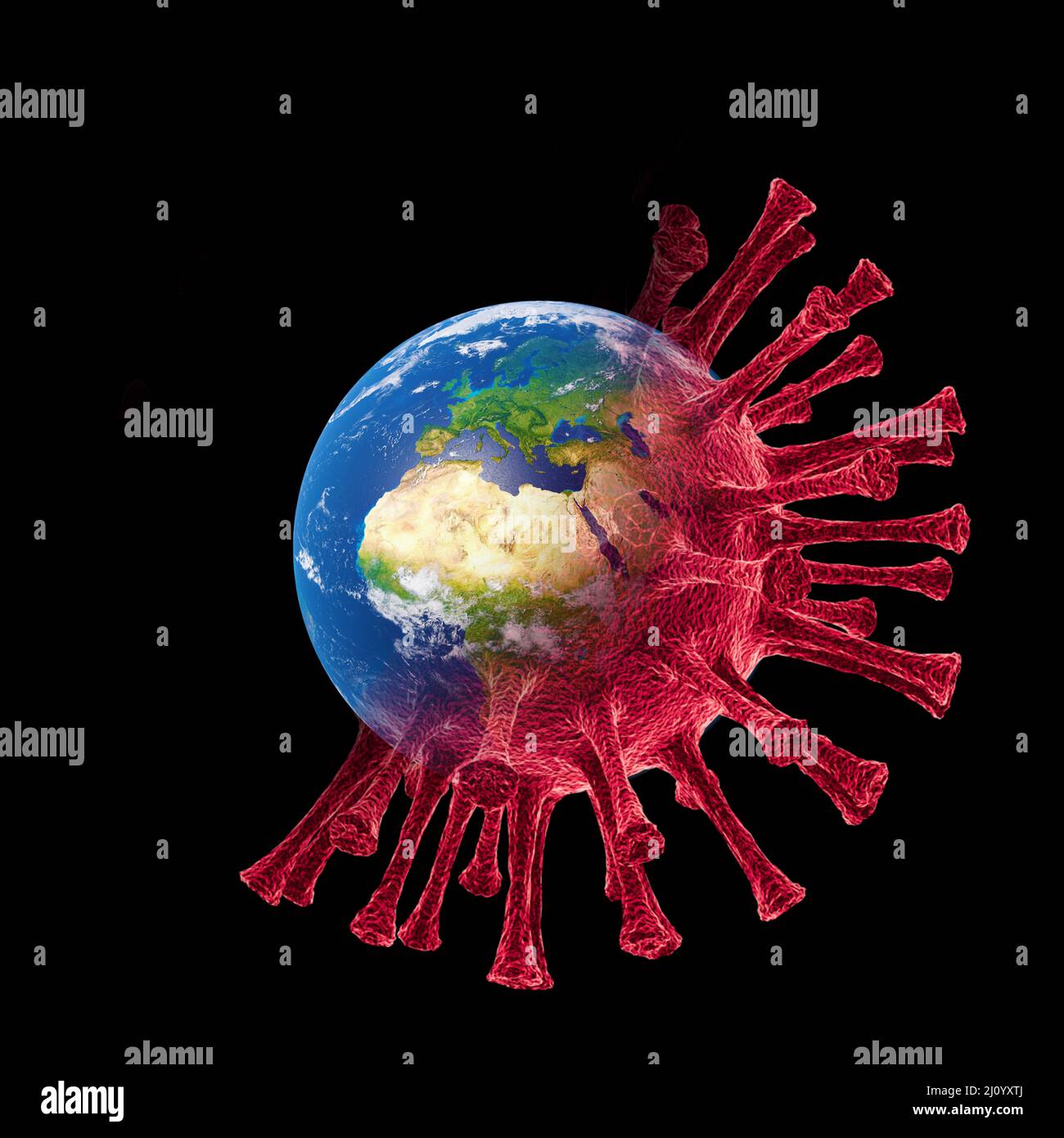 Corona virus crisis around the world. 3d illustration Stock Photo