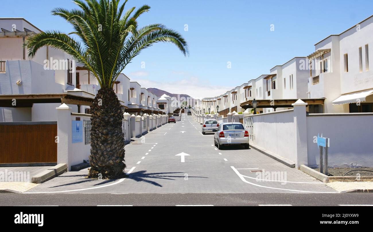 Housing estate on the Costa Teguise in Lanzarote, Canary Islands, Spain, Europe Stock Photo