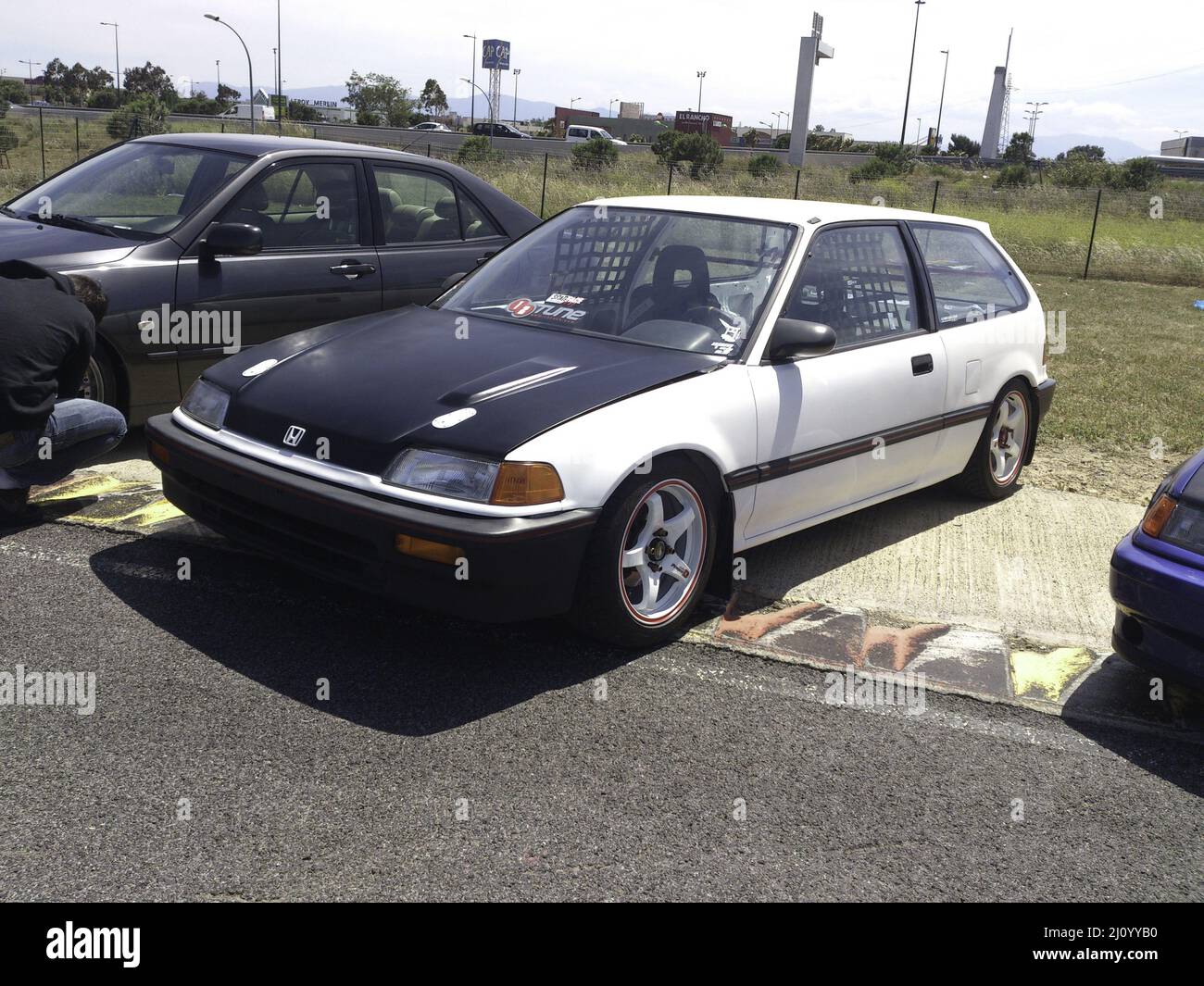 Old Honda Civic EG tuned, exhibition of custom performance cars Stock Photo