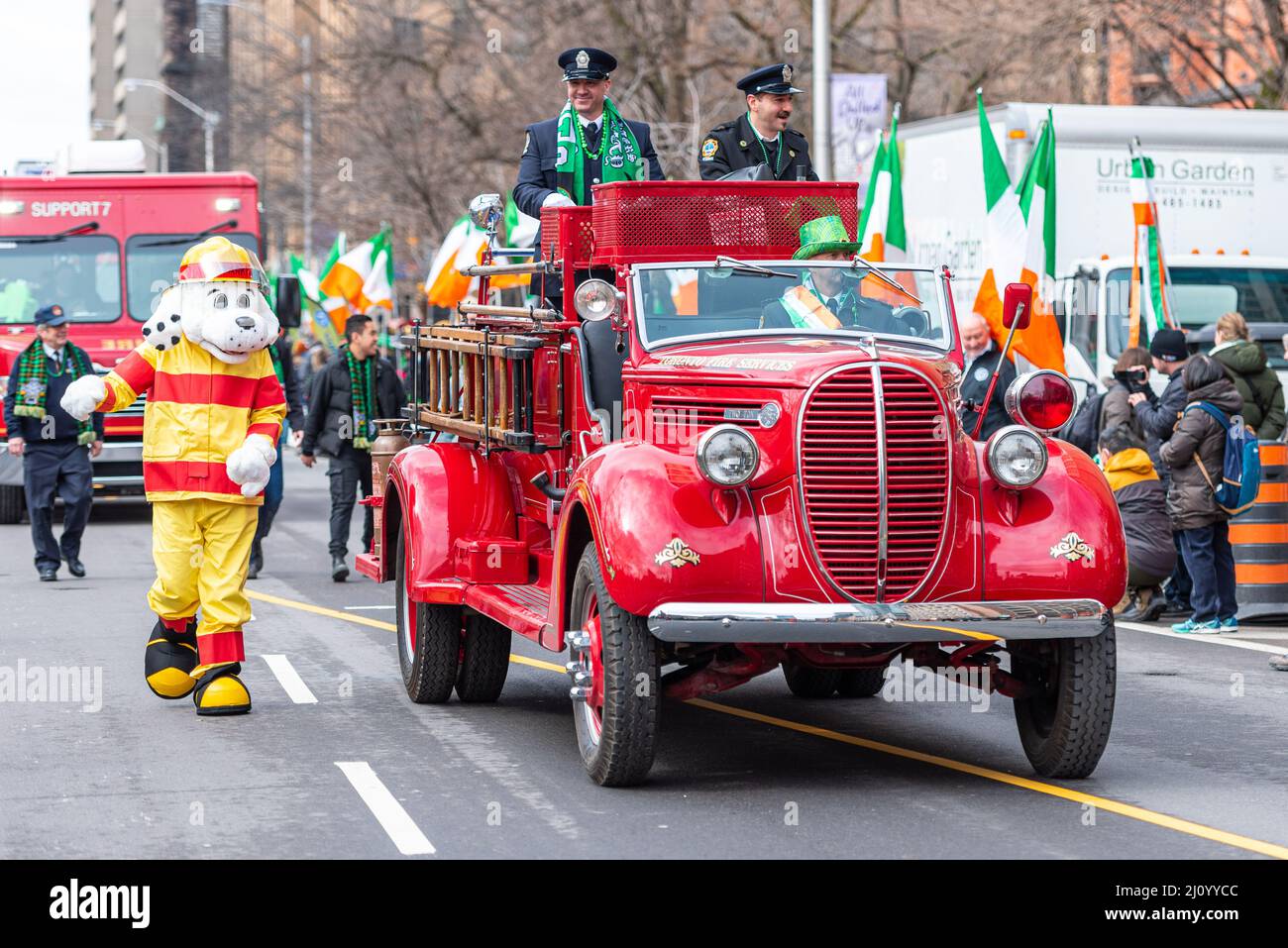 Parade Fire Engine Vintage Fire Truck in Saint Patrick Parade, Toronto, Canada Stock Photo ...