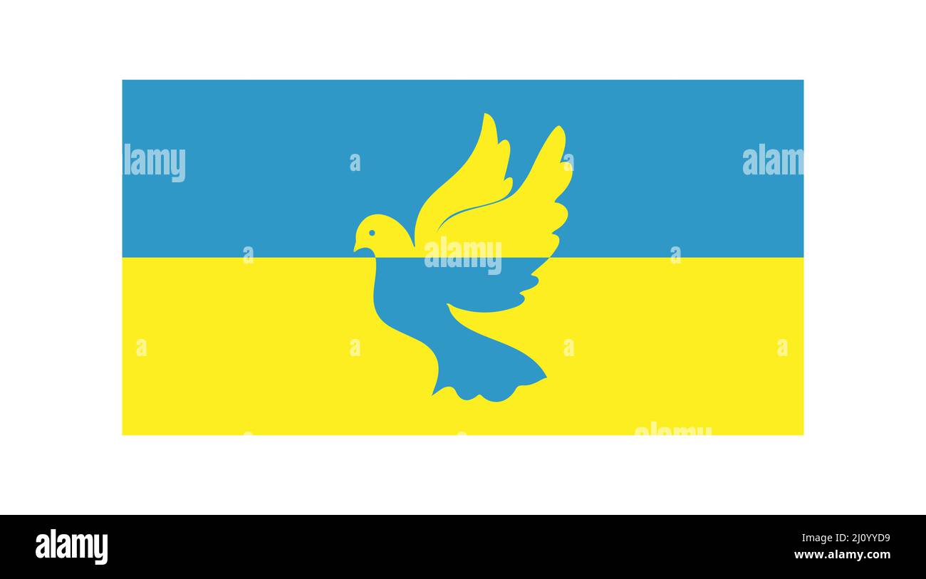 Dove of peace on the background of the Ukrainian flag. Stock Vector