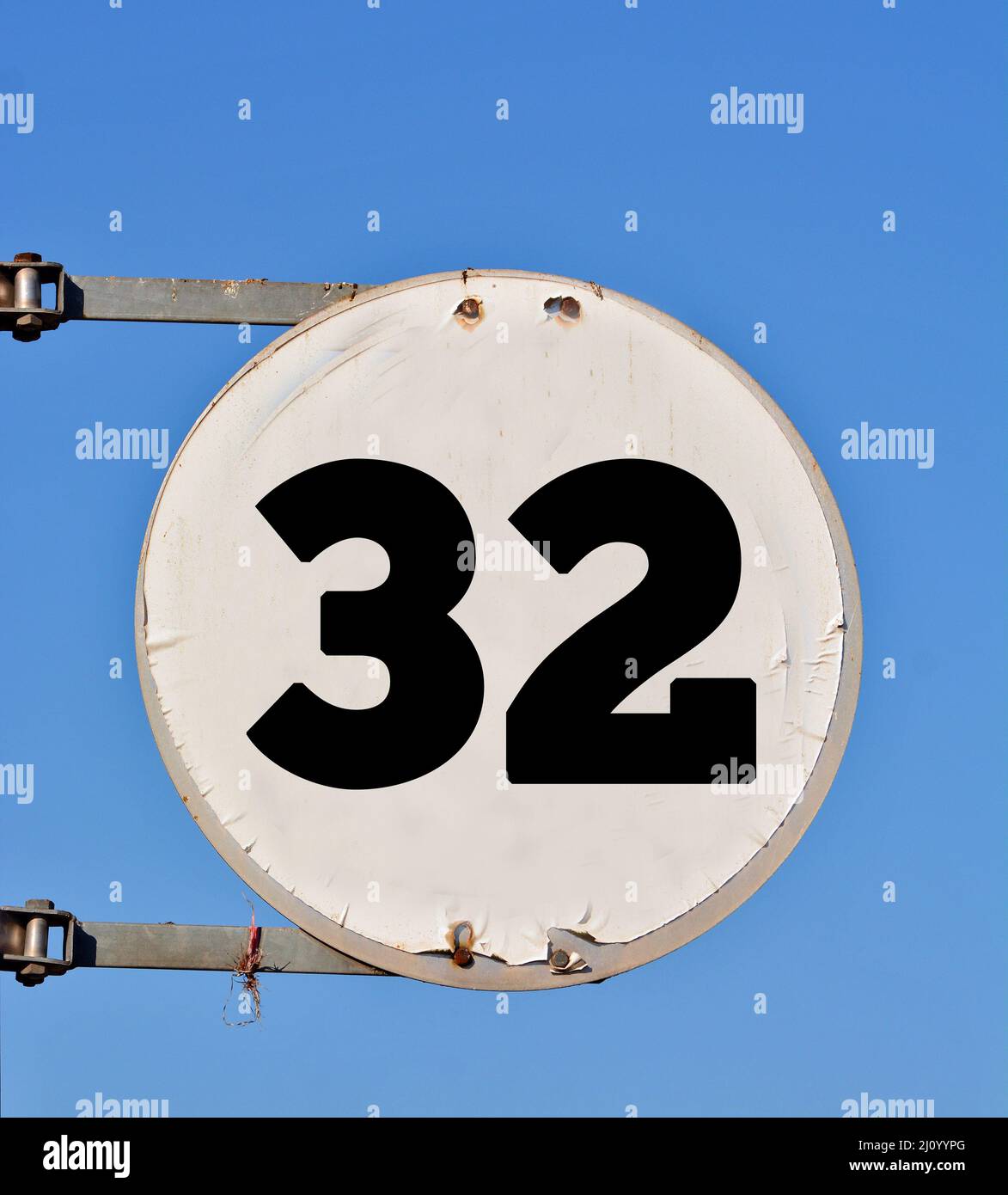 Photo of a road sign with a number 32 Stock Photo - Alamy