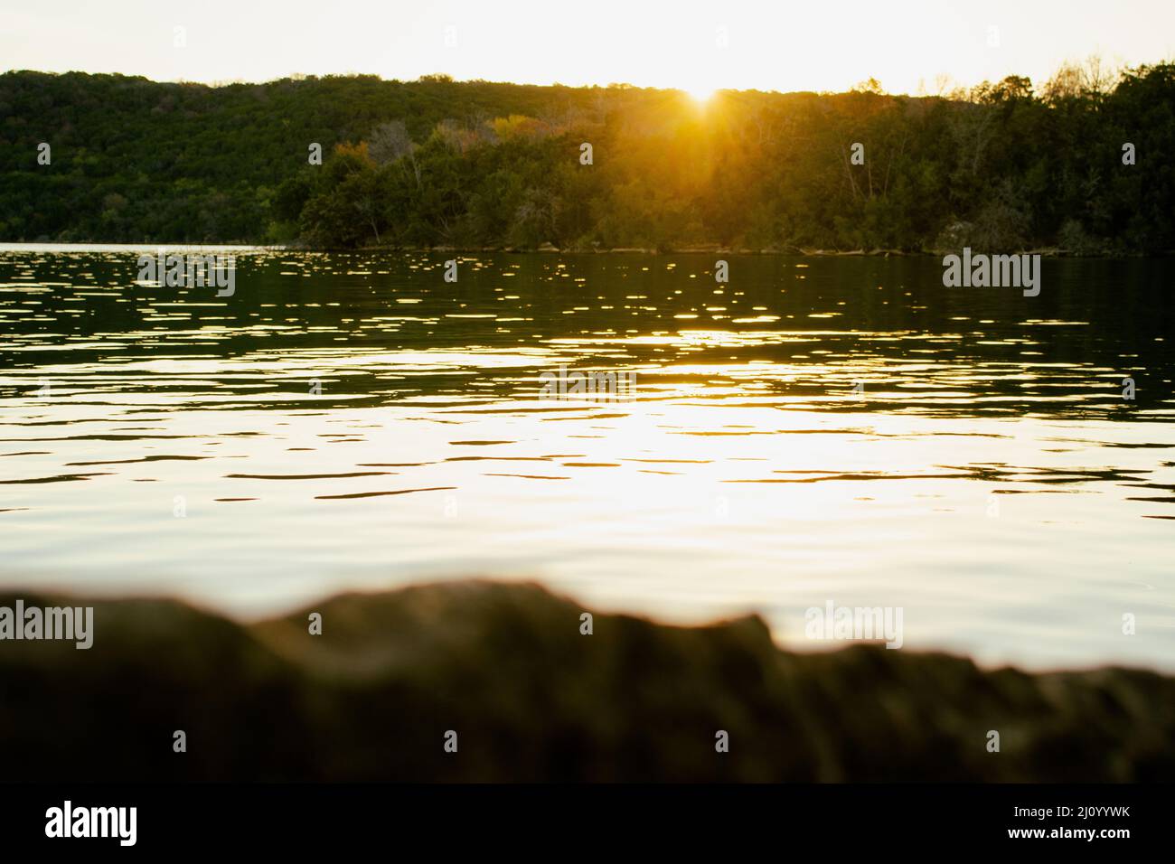 Scenic view of the Possum Kingdom lake reflecting the sun rays with