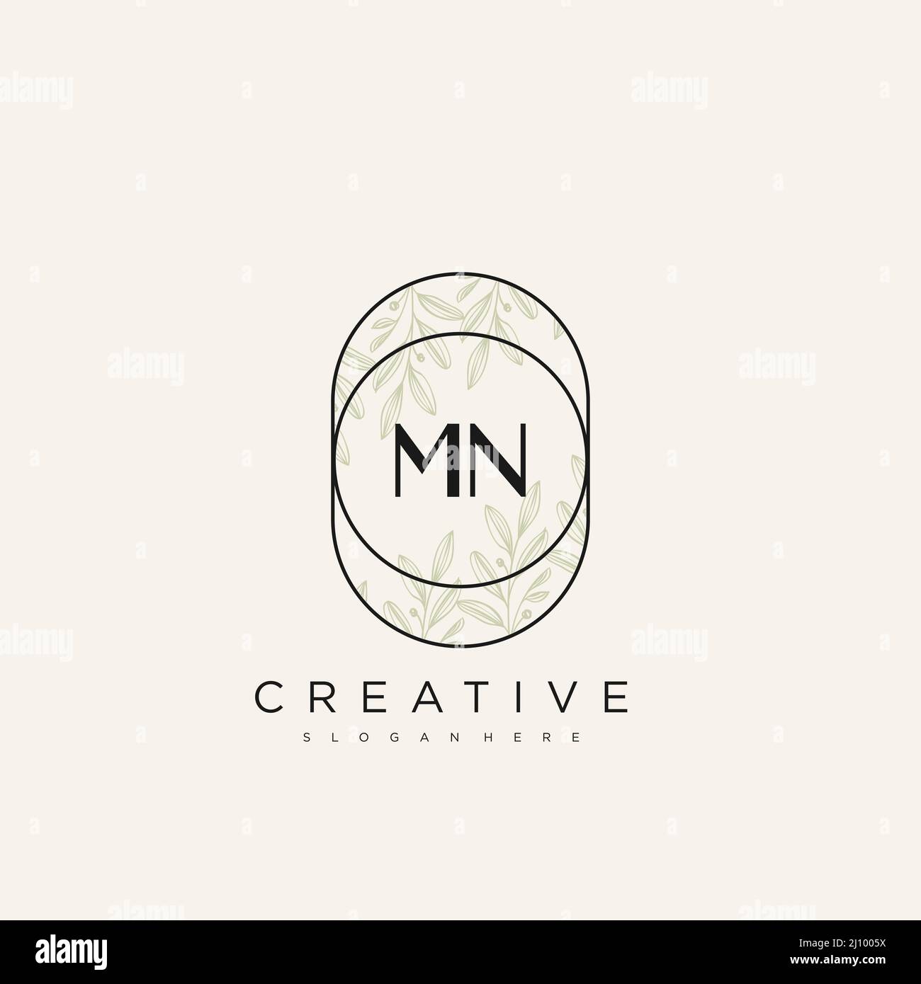 MN Initial Letter Flower Logo Template Vector premium vector Stock Vector