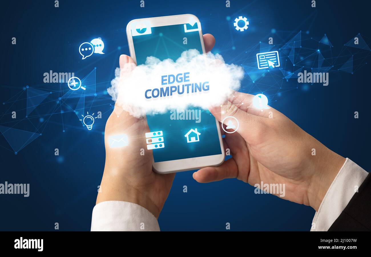 Hand using smartphone with cloud technology concept Stock Photo - Alamy
