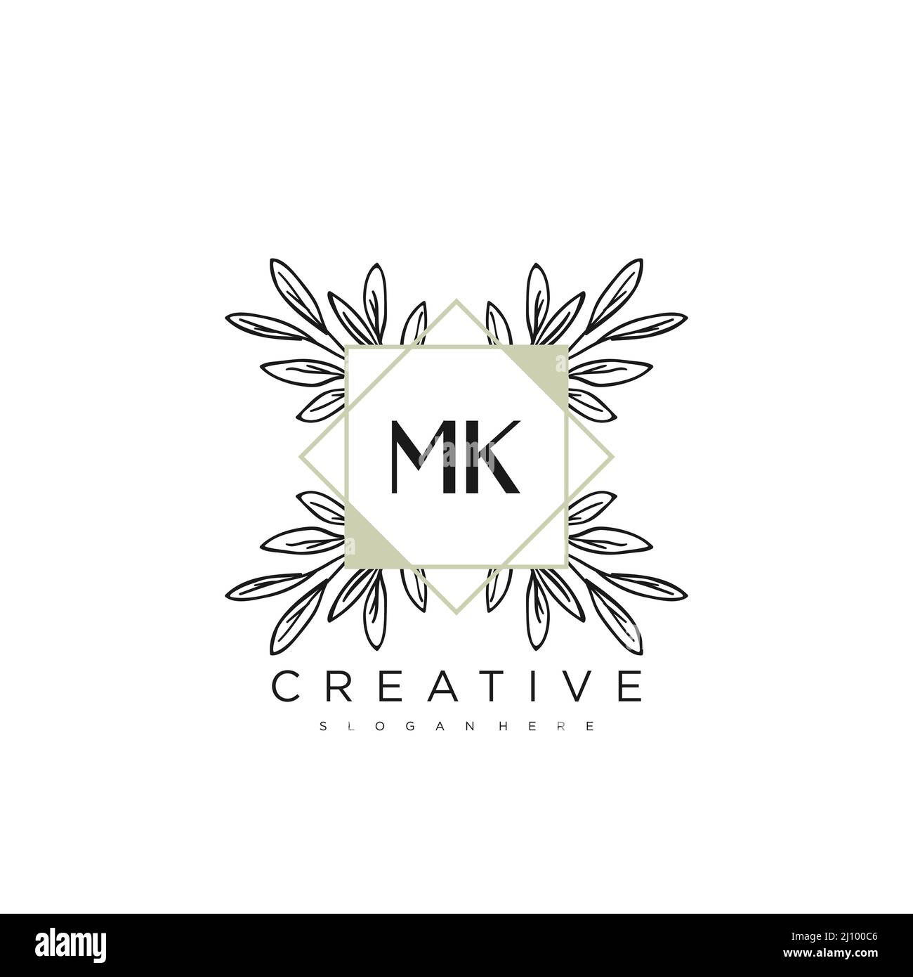 MK Initial Letter Flower Logo Template Vector premium vector Stock Vector