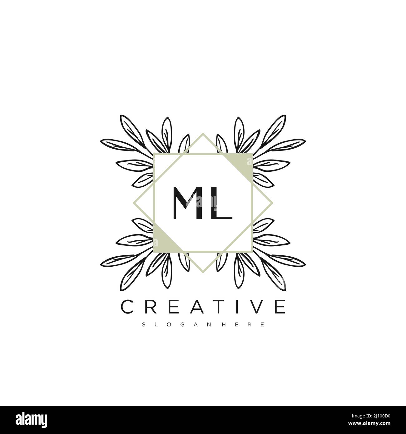 ML Initial Letter Flower Logo Template Vector premium vector Stock Vector