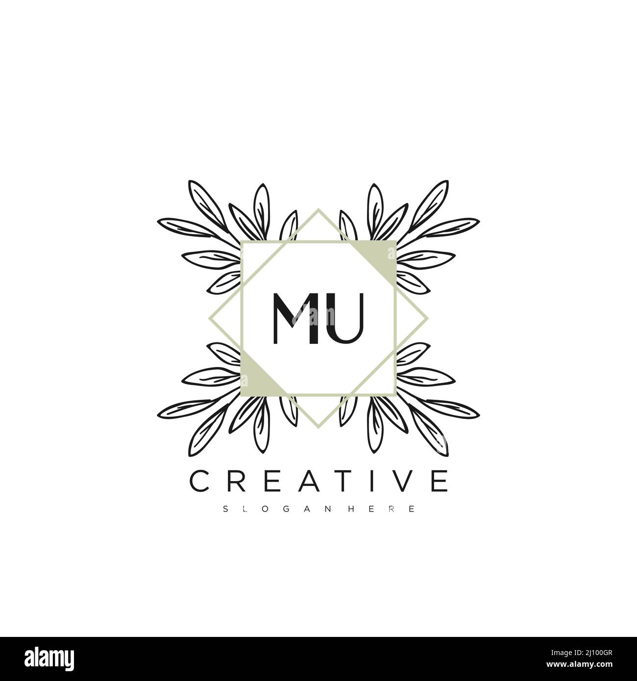 MU Initial Letter Flower Logo Template Vector premium vector Stock Vector