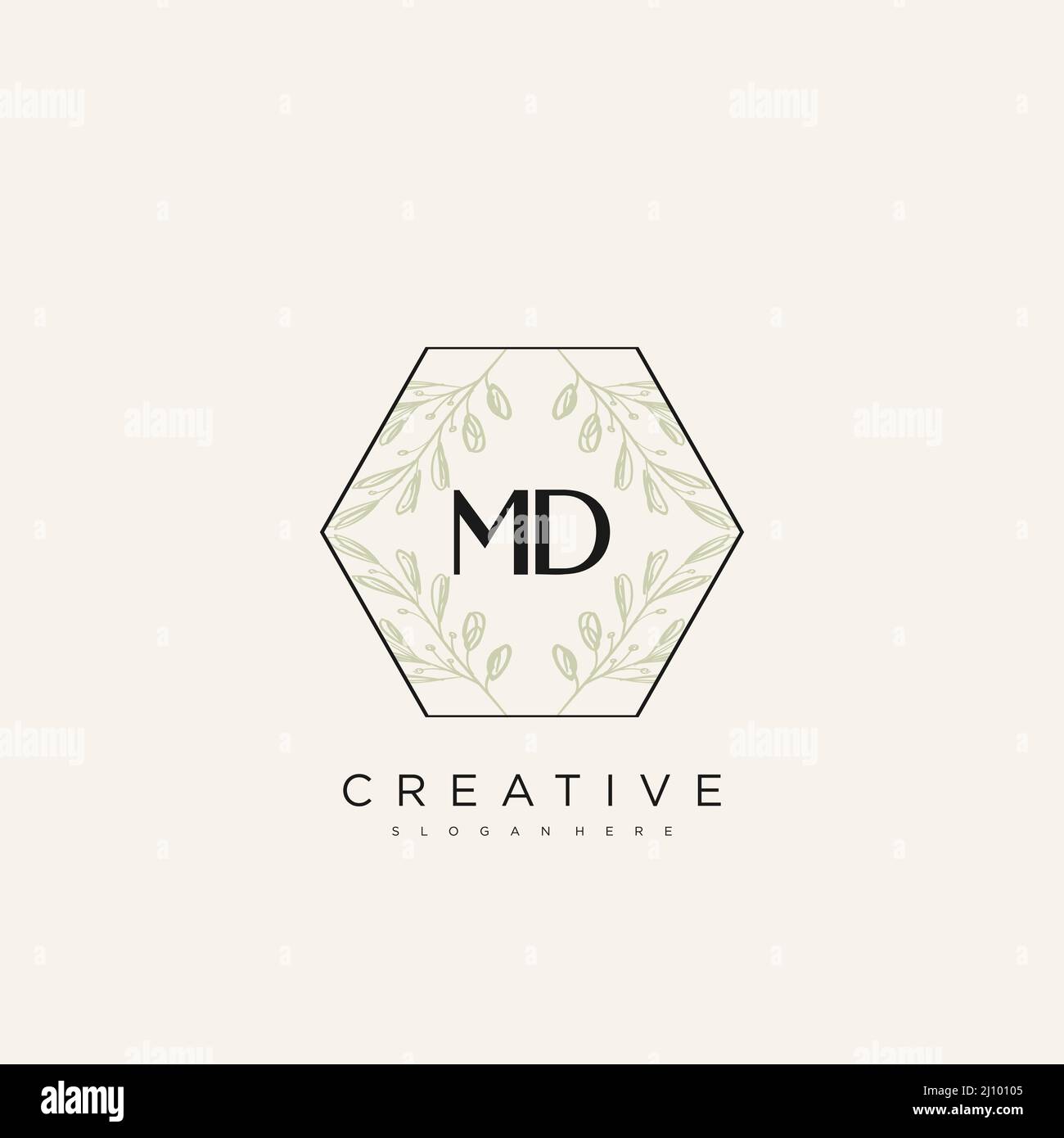 MD Initial Letter Flower Logo Template Vector premium vector Stock Vector