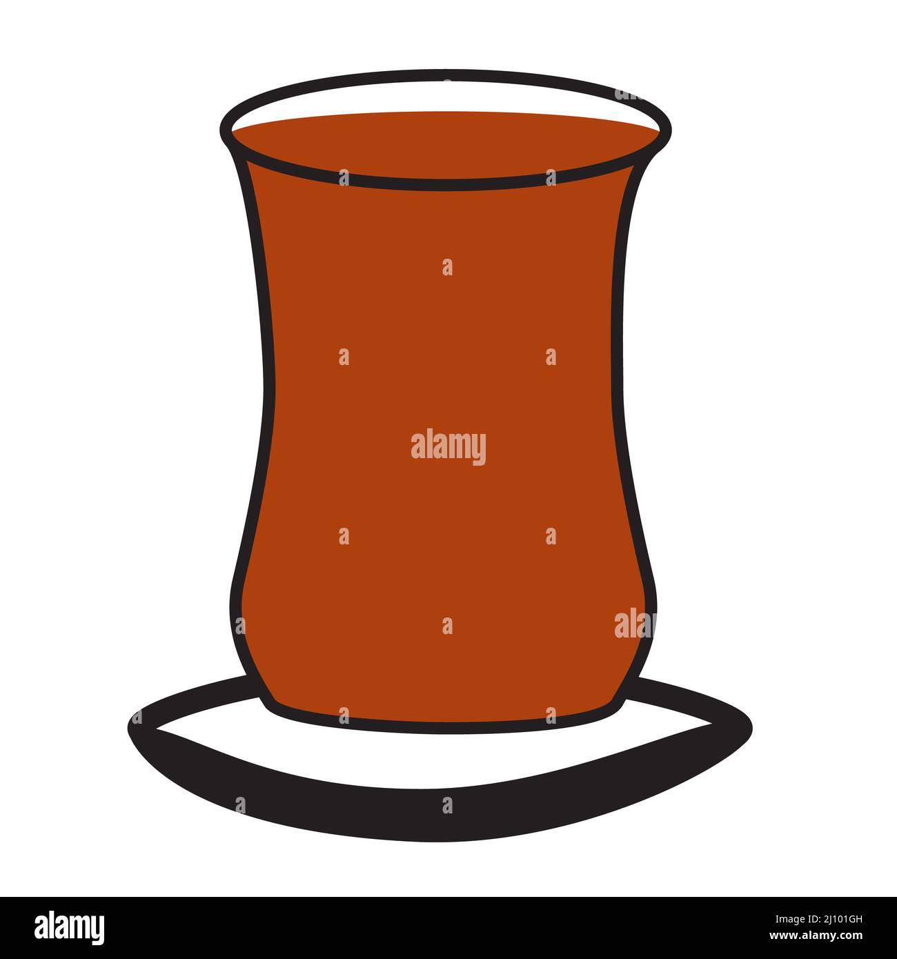 Turkish tea cup with black tea on white background. turkish tea cup