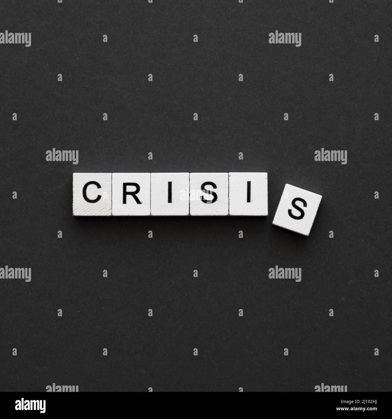 Top view crisis word written wooden cubes Stock Photo