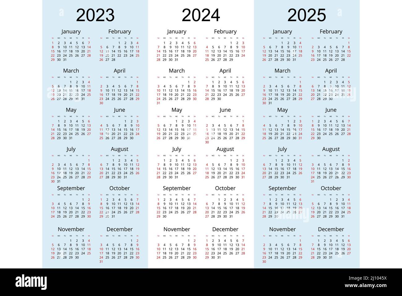 Calendar planner 2024, 2025, 2026, Corporate design planner template. Week  Starts on Sunday Stock Vector Image & Art - Alamy