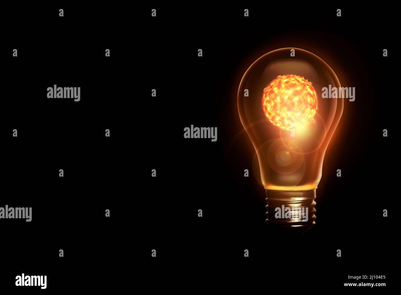 Light bulb with a Sun glowing inside it Stock Photo Alamy