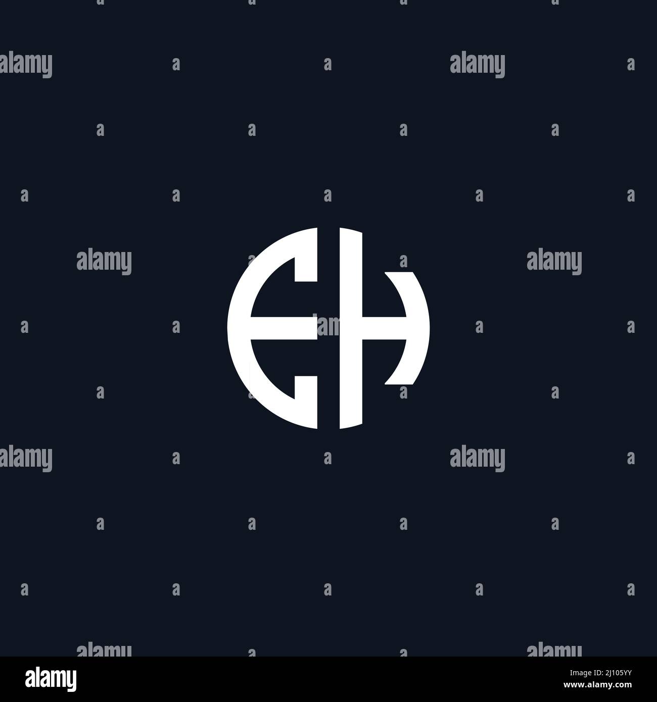 Circle initial based logo icon letter EH Stock Vector