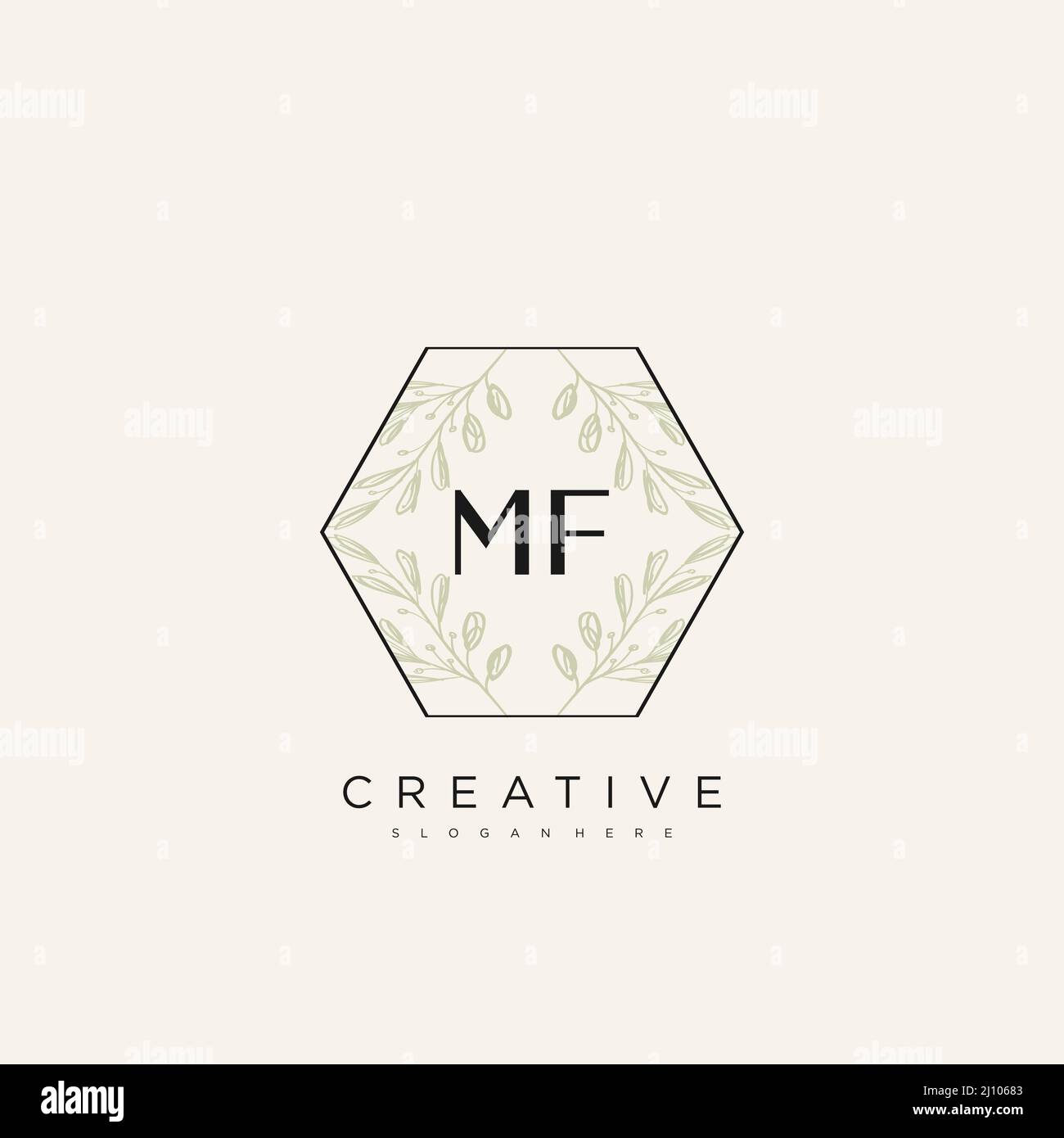 MF Initial Letter Flower Logo Template Vector premium vector Stock Vector