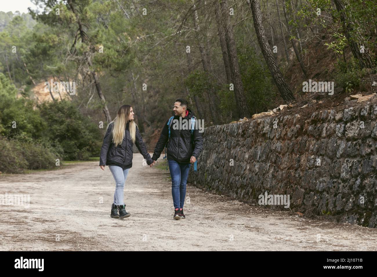 Couple with backpack exploring nature 4 Stock Photo