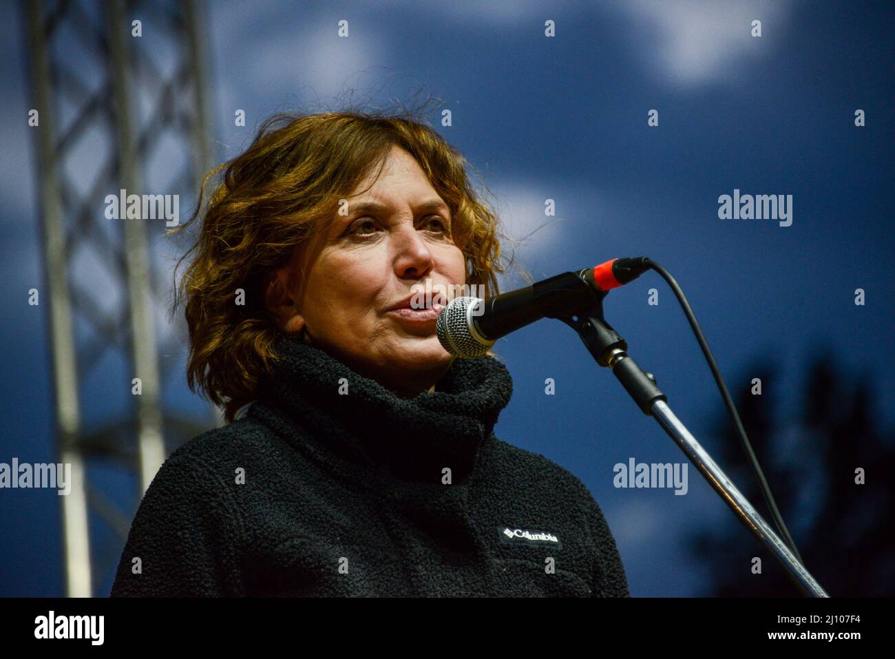 Sabina Guzzanti, artist  during  'Together for Peace', anti-war demonstration in Piazza San Govanni, News in Rome, Italy, March 20 2022 Stock Photo