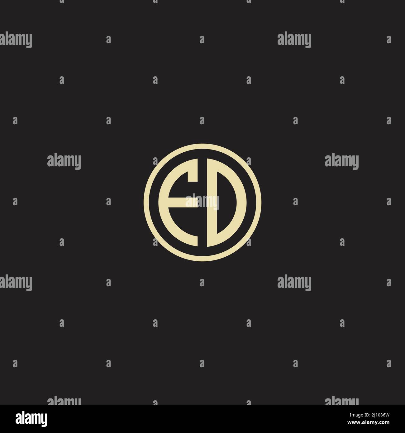Circle initial based logo icon letter FD Stock Vector