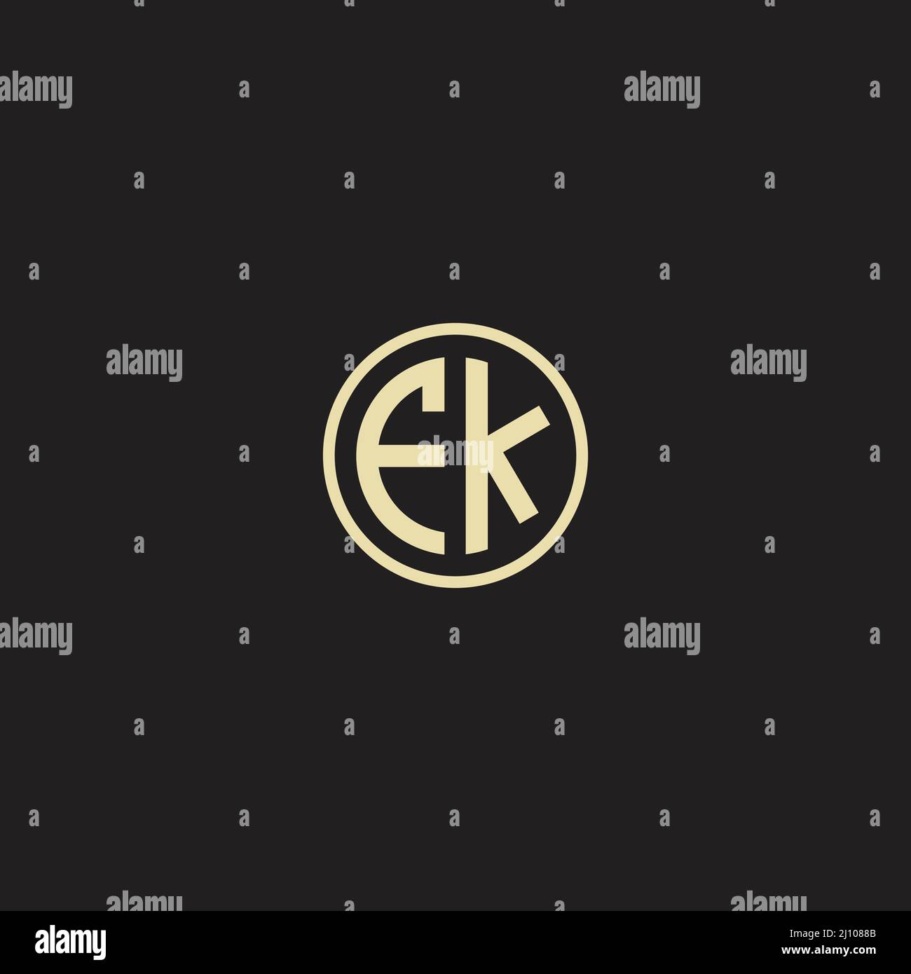 Circle initial based logo icon letter FK Stock Vector