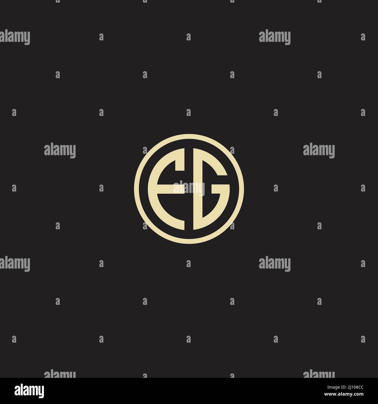 Circle initial based logo icon letter FG Stock Vector