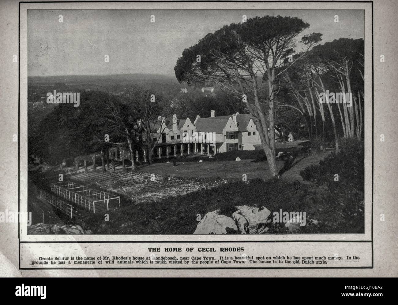 The Home of Cecil Rhodes Black and white photograph from the book ' South Africa; its history, heroes and wars ' by William Douglas Mackenzie, and Alfred Stead, Publisher Chicago, Philadelphia : Monarch Book Company in 1890 Stock Photo