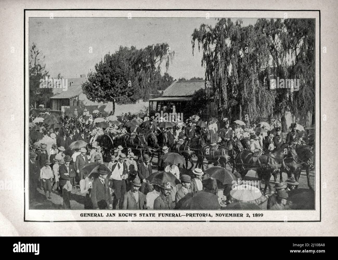 General Jan Koch's State Funeral Pretoria, November 2 1899 Black and white photograph from the book ' South Africa; its history, heroes and wars ' by William Douglas Mackenzie, and Alfred Stead, Publisher Chicago, Philadelphia : Monarch Book Company in 1890 Stock Photo