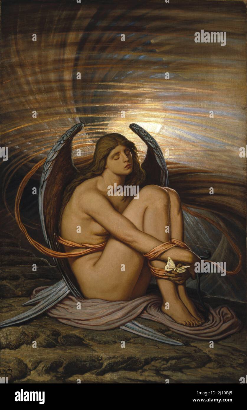 Soul in Bondage by Elihu Vedder. Oil on Canvas. Elihu Vedder (February 26, 1836 – January 29, 1923) was an American symbolist painter, book illustrator, and poet, born in New York City. Stock Photo