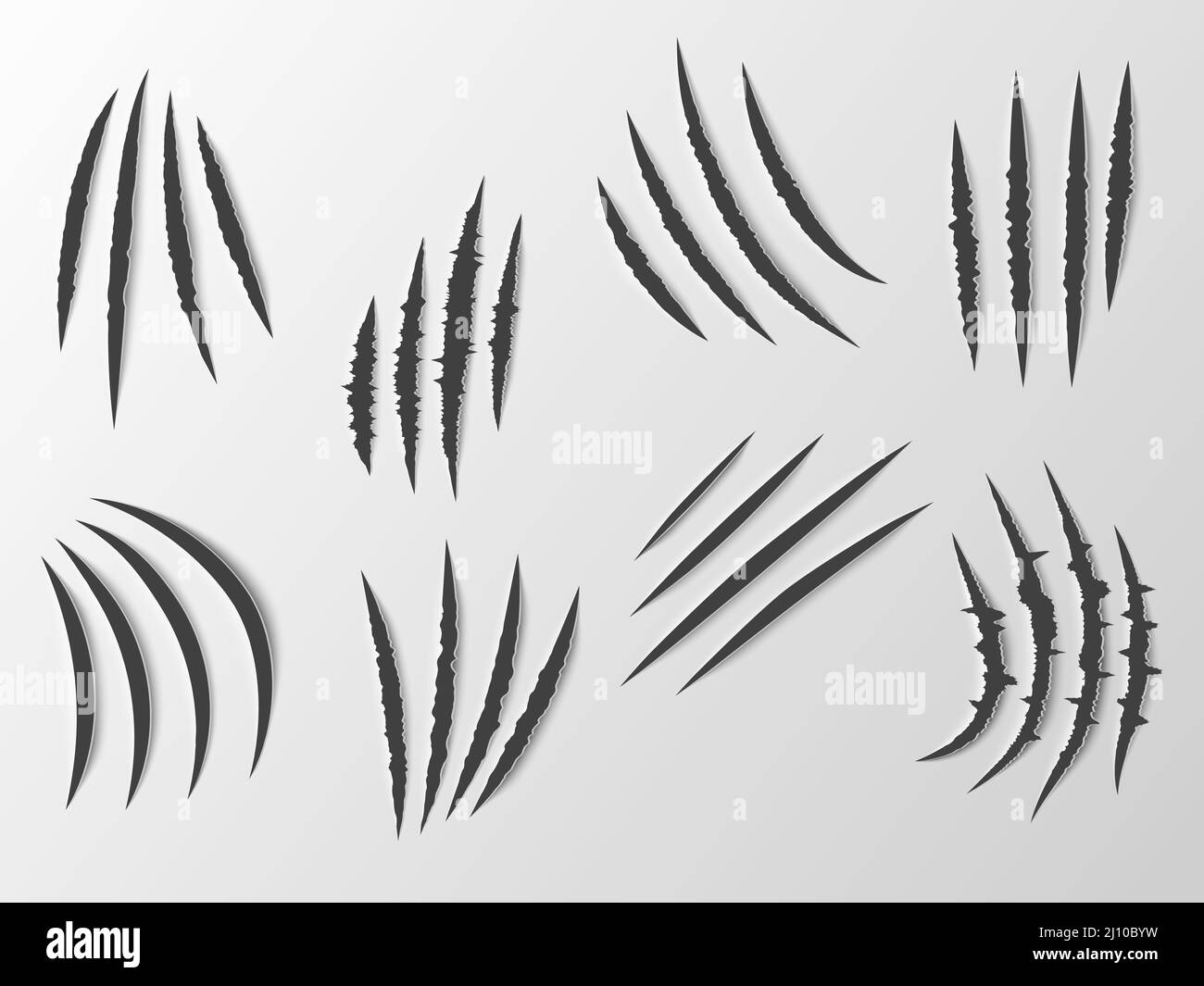 Black claws scratch. Monster, beast bite. Fight scar. (Full Vector) vector  de Stock