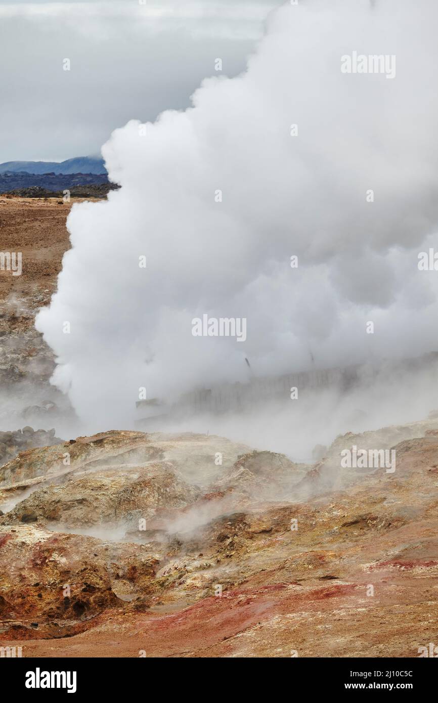 A fumarole at the Gudunvher geothermal area, near Keflavik, on the Reykjanes peninsula, southwest Iceland. Stock Photo