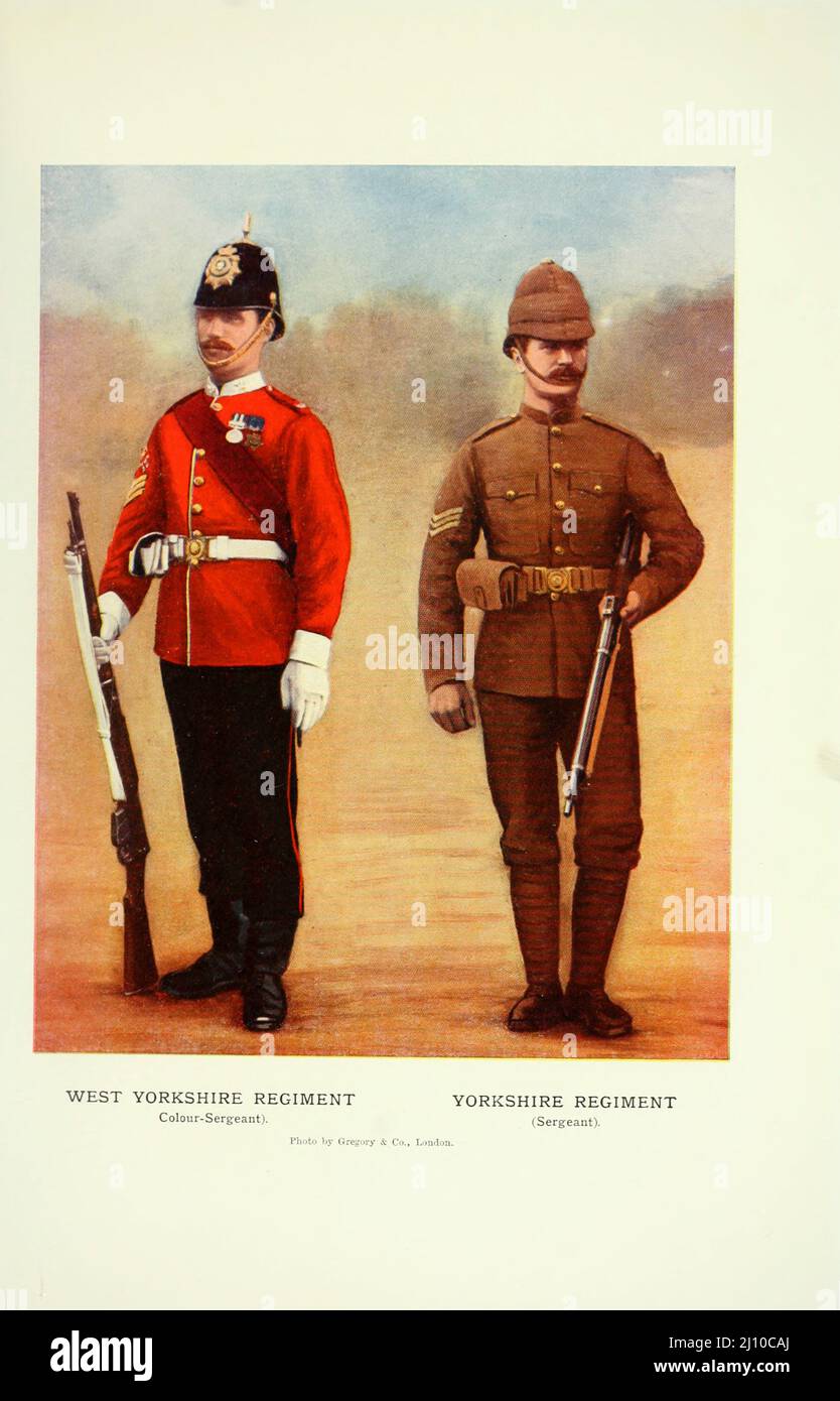 West Yorkshire and Yorkshire Regiments from the book ' South Africa and the Transvaal war ' by Louis Creswicke, Publisher; Edinburgh : T. C. & E. C. Jack 1900 Stock Photo