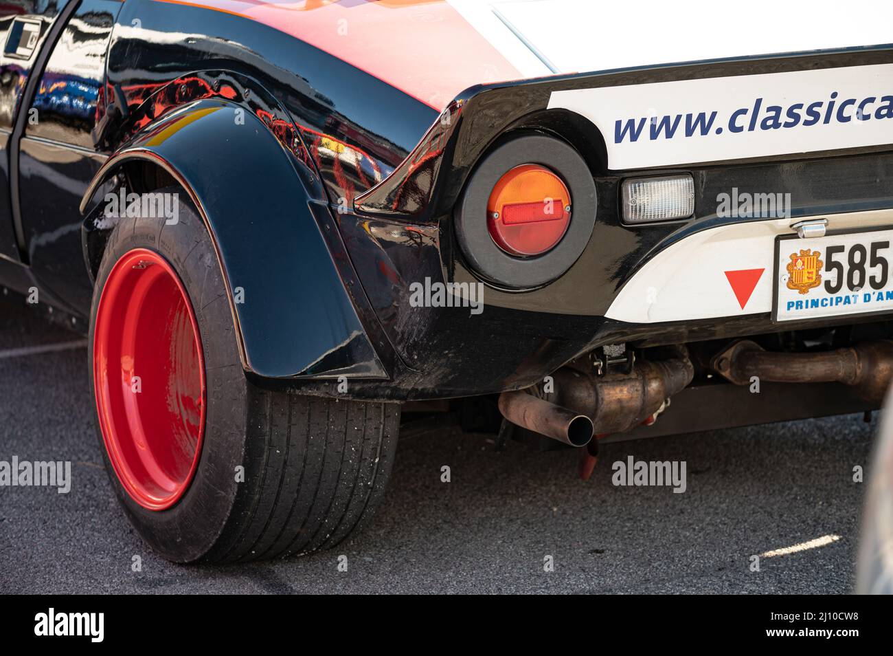 Closeup of the rear of a Lancia Stratos at the 2 Rally Sprint Racc ...