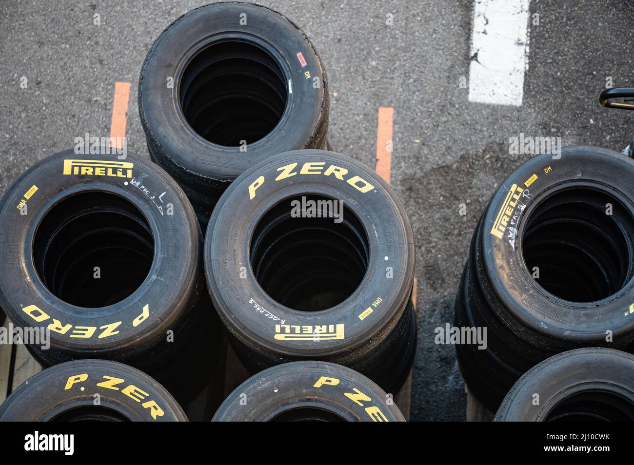 Closeup of a Pirelli P Zero racing tires Stock Photo