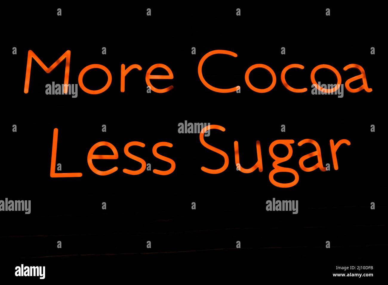 More cocoa less sugar sign Stock Photo