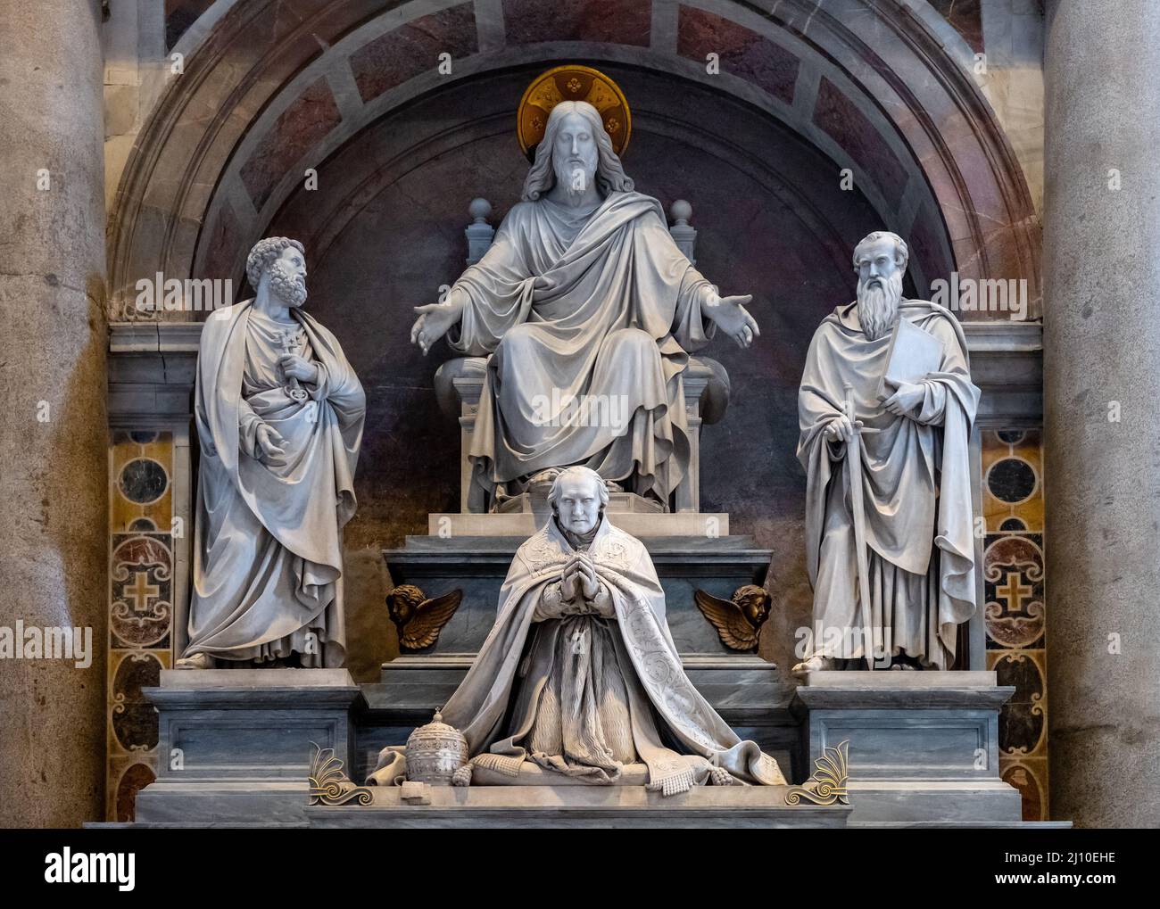 Rome, Italy - May 27, 2018: Monument of pope Pius VIII Francesco Castiglioni by Pietro Tenerani, at right nave of papal St. Peter's Basilica Stock Photo