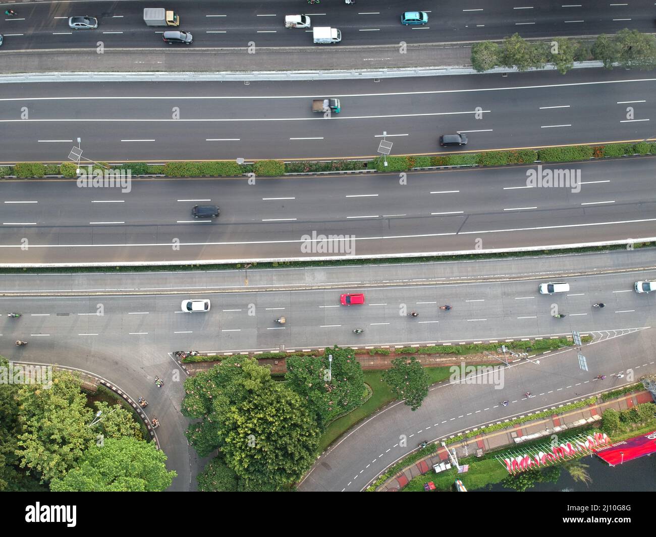 Aerial view of streets in jakarta city Stock Photo Alamy