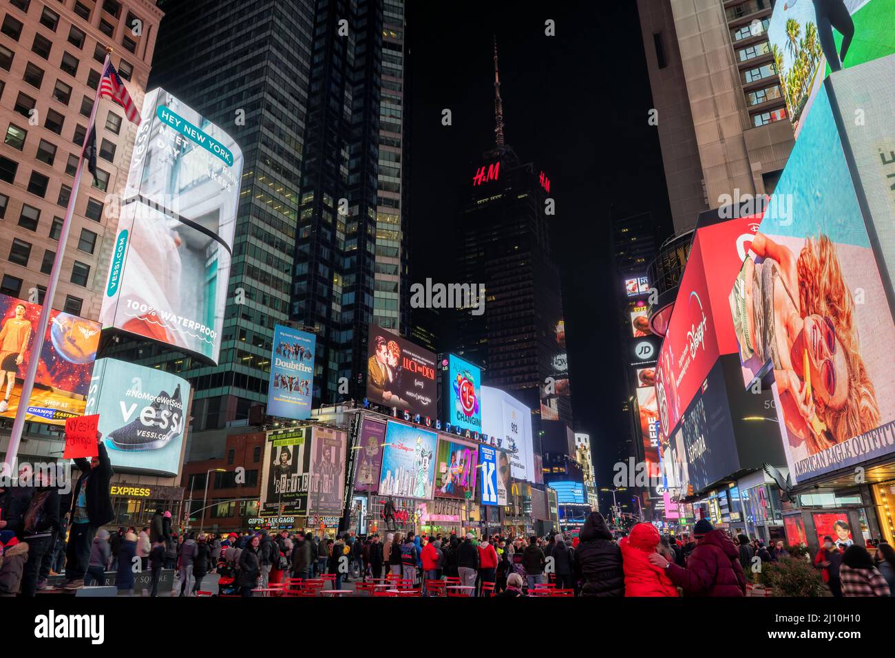The Times Square at night, New York City, United States Stock Photo