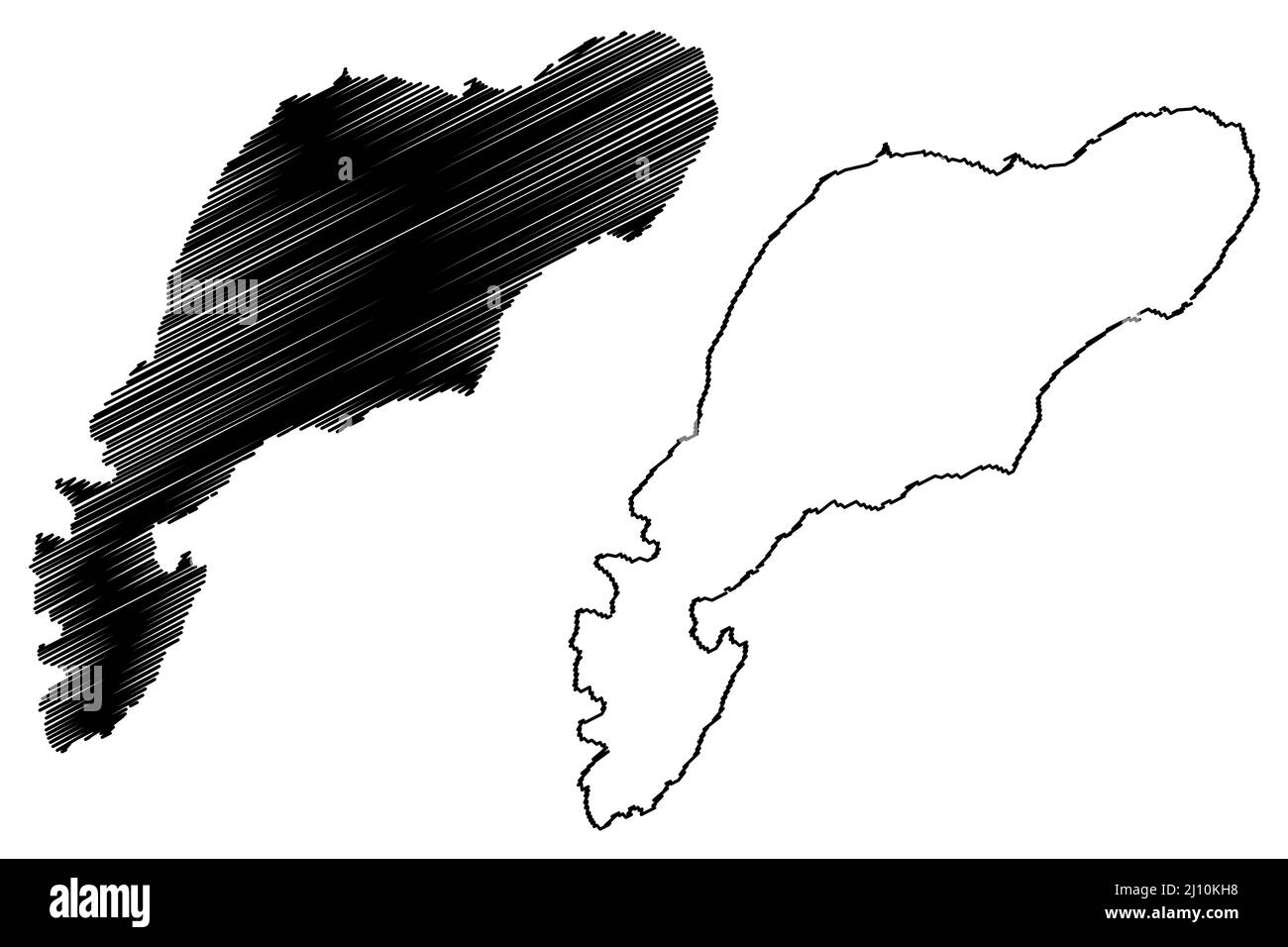 Kalamos island (Ionian Islands, Hellenic Republic, Greece) map vector illustration, scribble sketch Karnos map Stock Vector