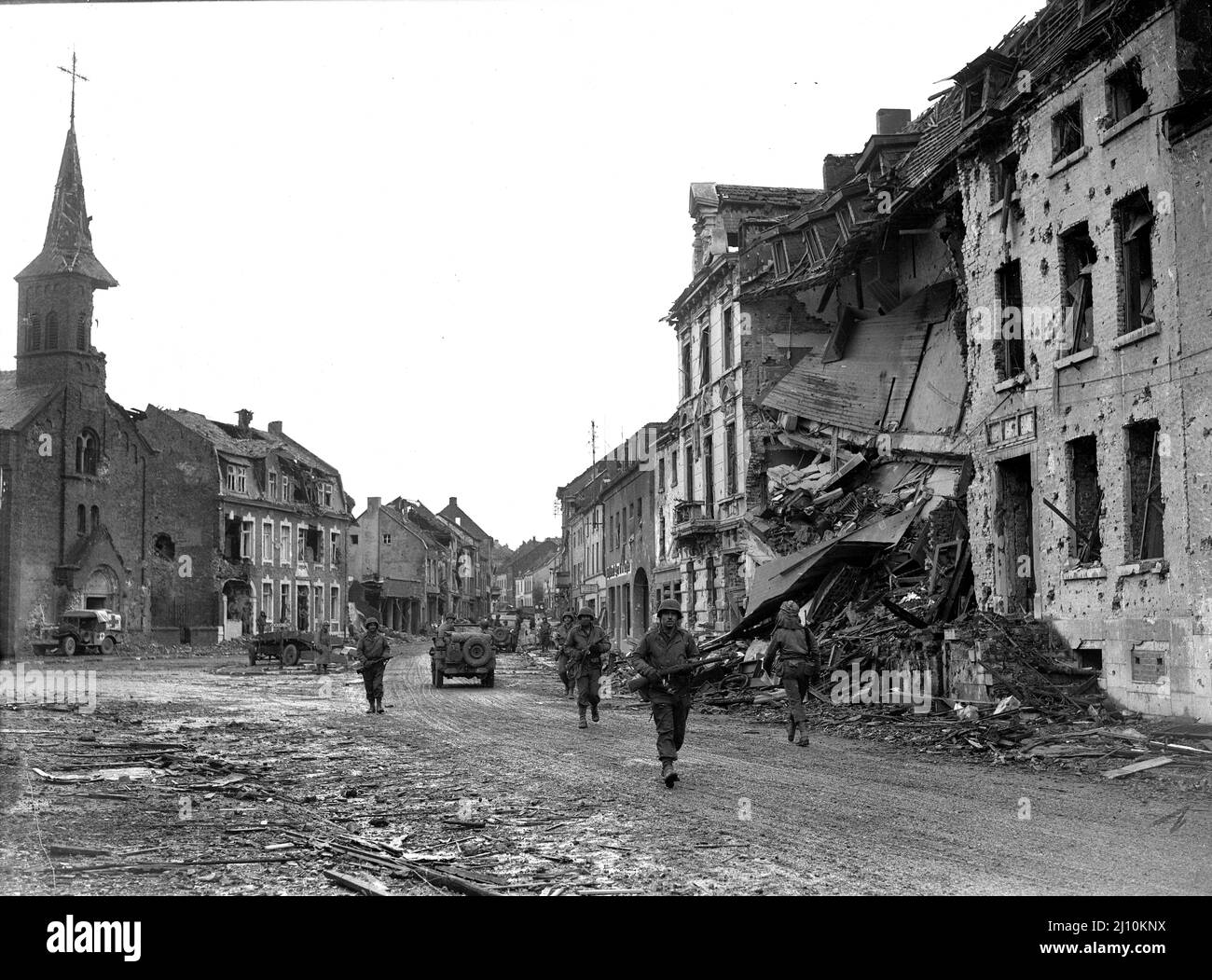 American soldiers infantry  troops liberating northern France World War Two Europe 1945 Stock Photo