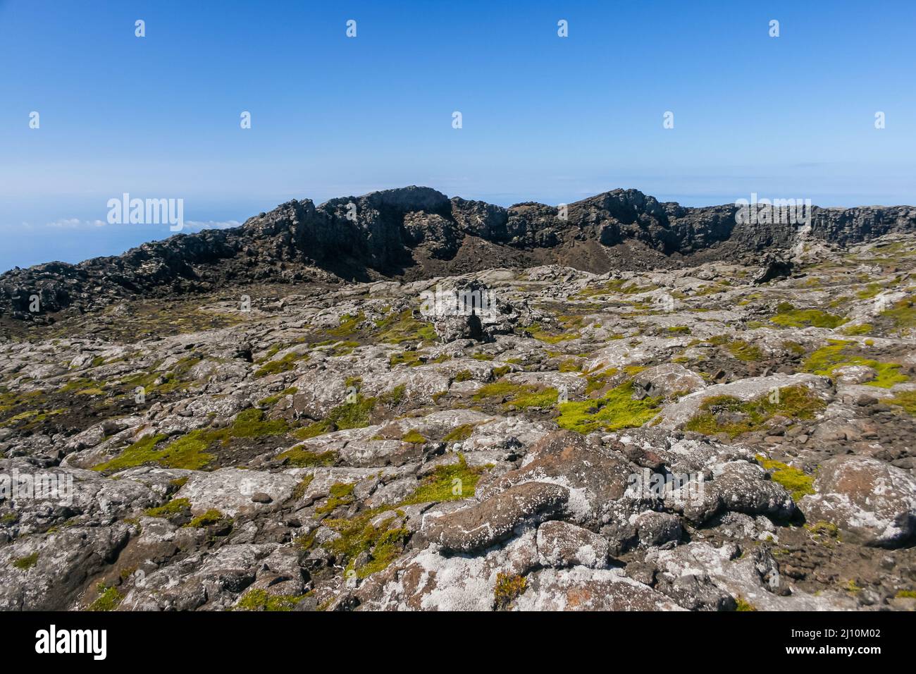 Panorama landscape from the top of Pico volcano at hiking at azores ...