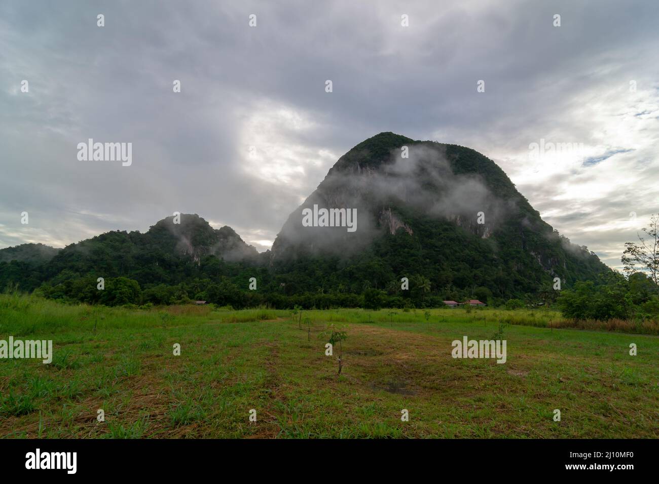 Limestone hills in morning cloud at Perlis Stock Photo Alamy
