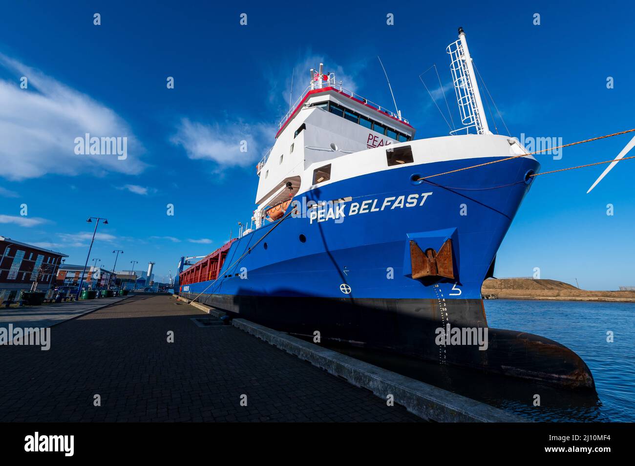 General Cargo Ship Peak Belfastmoore in Blyth Docks, Northumberland, uk Stock Photo