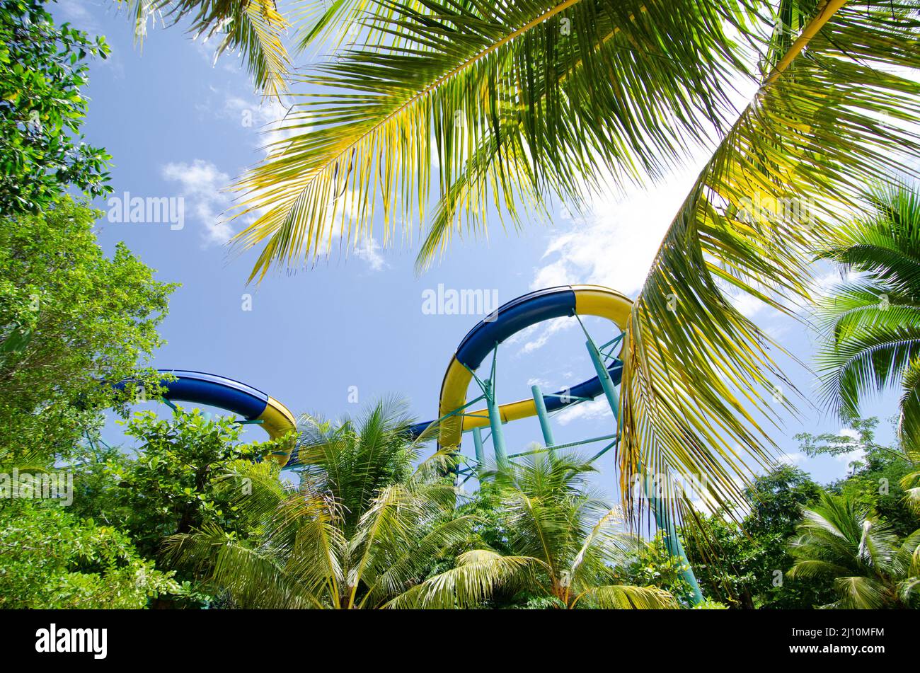 Splash water park with green tree of Escape theme park, Malaysia