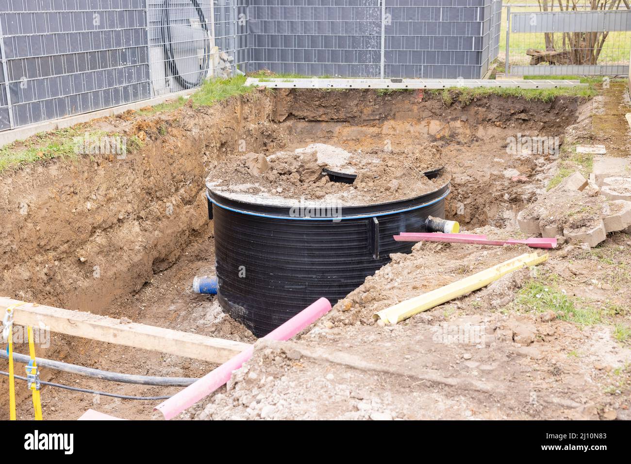 Construction site with a water tank Stock Photo Alamy