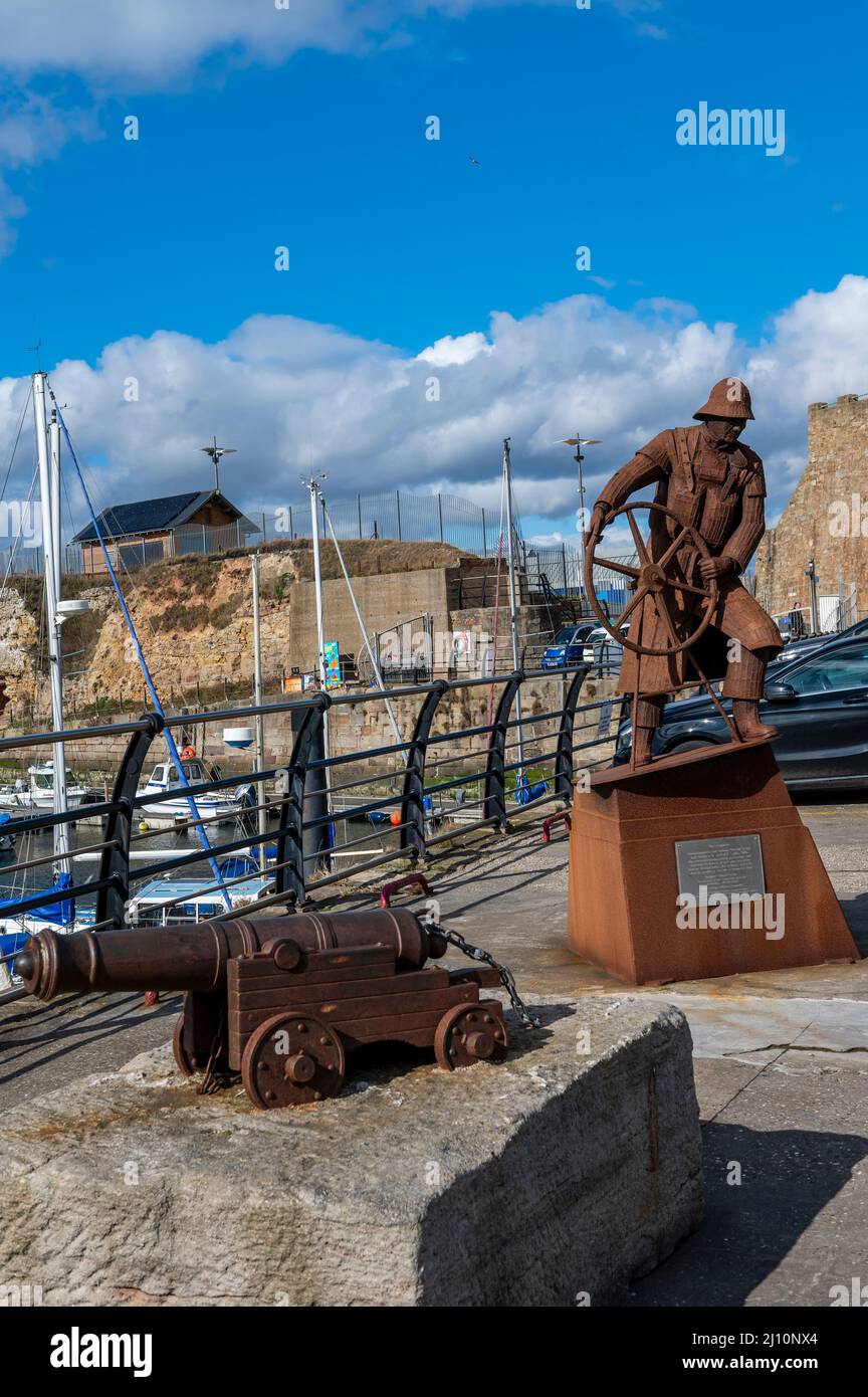 The Coxswain Statue in Seaham Harbour Marina Stock Photo